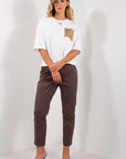 T-SHIRT COTONE TASCA PAILLETTES