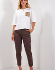 T-SHIRT COTONE TASCA PAILLETTES