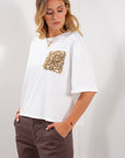 T-SHIRT COTONE TASCA PAILLETTES