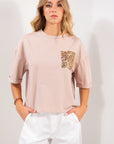 T-SHIRT COTONE TASCA PAILLETTES