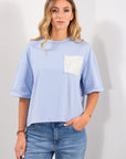 T-SHIRT COTONE TASCA PAILLETTES
