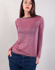 SLIM LUREX + ECO-LEATHER SWEATER