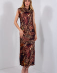 ABITO SMANICATO RASO STAMPA FOULARD