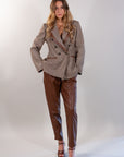 *BLAZER PIED DE POULE + ECOPELLE