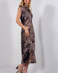 ABITO SMANICATO RASO STAMPA FOULARD