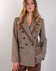 *BLAZER PIED DE POULE + ECOPELLE