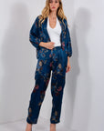PANTALONE CARROT RASO FLOREALE