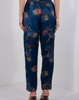 PANTALONE CARROT RASO FLOREALE