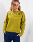 MAGLIA SCRITTA AMORE PAILLETTES