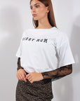 T-SHIRT MANICA PIZZO STAMPA