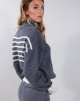 STRIPED KNIT STITCH SWEATER