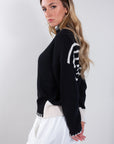STRIPED KNIT STITCH SWEATER