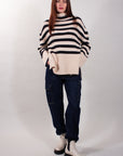STRIPED TURTLE NECK WITH SLITS