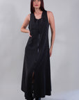 PINSTRIPE ZIP SLEEVELESS DRESS