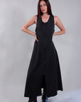 PINSTRIPE ZIP SLEEVELESS DRESS
