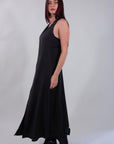 PINSTRIPE ZIP SLEEVELESS DRESS