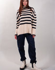 STRIPED TURTLE NECK WITH SLITS