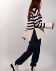 STRIPED TURTLE NECK WITH SLITS