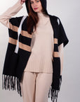 JAQUARD PONCHO + FRINGES