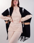 JAQUARD PONCHO + FRINGES