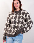 BOUCLE' PIED DE POULE SWEATER