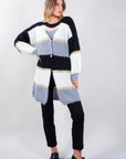 STRIPED MOHAIR CARDIGAN