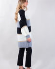 STRIPED MOHAIR CARDIGAN
