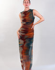 TIE DYE DRAPED DRESS