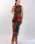 TIE DYE DRAPED DRESS