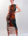 TIE DYE DRAPED DRESS