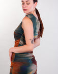 TIE DYE DRAPED DRESS