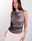DRAPED TIE DYE TOP