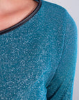 SLIM LUREX + ECO-LEATHER SWEATER
