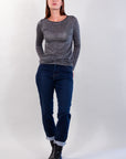 SLIM LUREX + ECO-LEATHER SWEATER