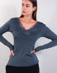 LACE V-NECK SWEATER