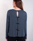 ECO-LEATHER BOW SWEATER