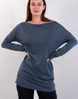 LONG SHIFFER NECK SWEATER