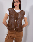 GILET TRAFORATO BOTTONI ORO