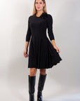 FLARED DRESS + BROOCH