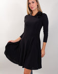 FLARED DRESS + BROOCH