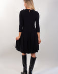 FLARED DRESS + BROOCH