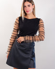 POLKA DOT TULLE SLEEVE SWEATER