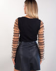 POLKA DOT TULLE SLEEVE SWEATER