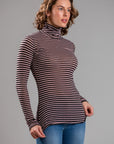 CASHMERE BLEND STRIPED TURTLENECK