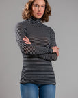 CASHMERE BLEND STRIPED TURTLENECK