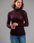 CASHMERE BLEND STRIPED TURTLENECK