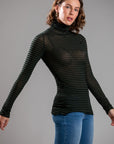 CASHMERE BLEND STRIPED TURTLENECK