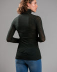 CASHMERE BLEND STRIPED TURTLENECK
