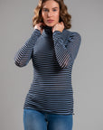 CASHMERE BLEND STRIPED TURTLENECK