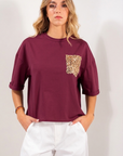 T-SHIRT COTONE TASCA PAILLETTES